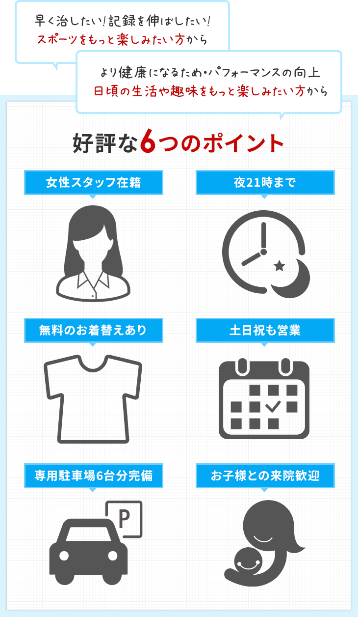 スポーツをもっと楽しみたい方から好評な6つのポイント