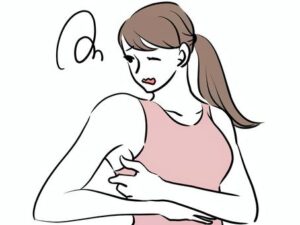 胸の張りを感じているイラスト