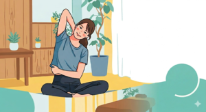 ストレッチをしている女性の画像