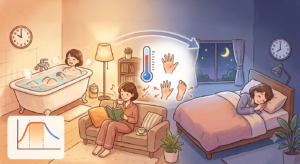 寝る準備をする女性のイラスト