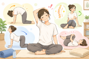 背骨のストレッチをする女性の画像