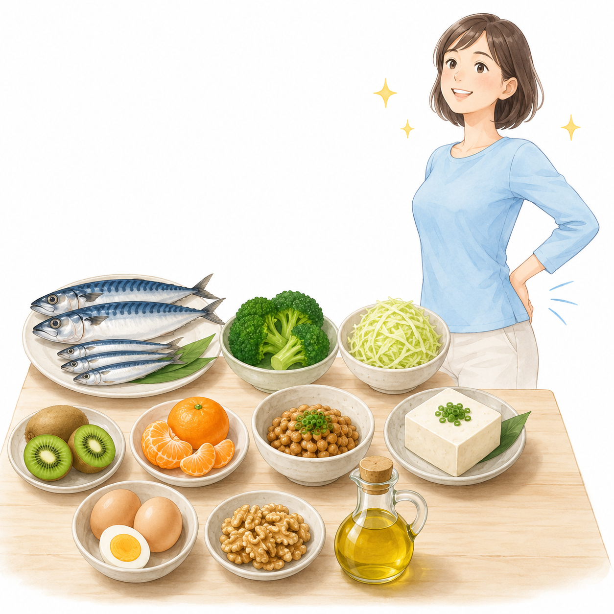 健康的な食事と元気な笑顔