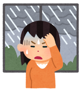天気痛に悩む女性のイラスト