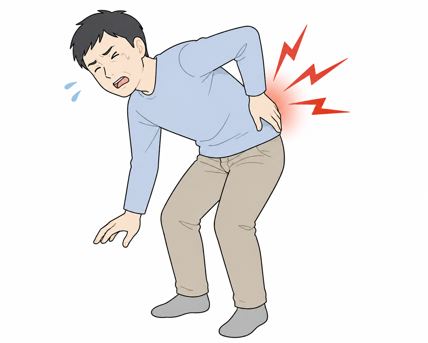 ぎっくり腰になった男性のイラスト