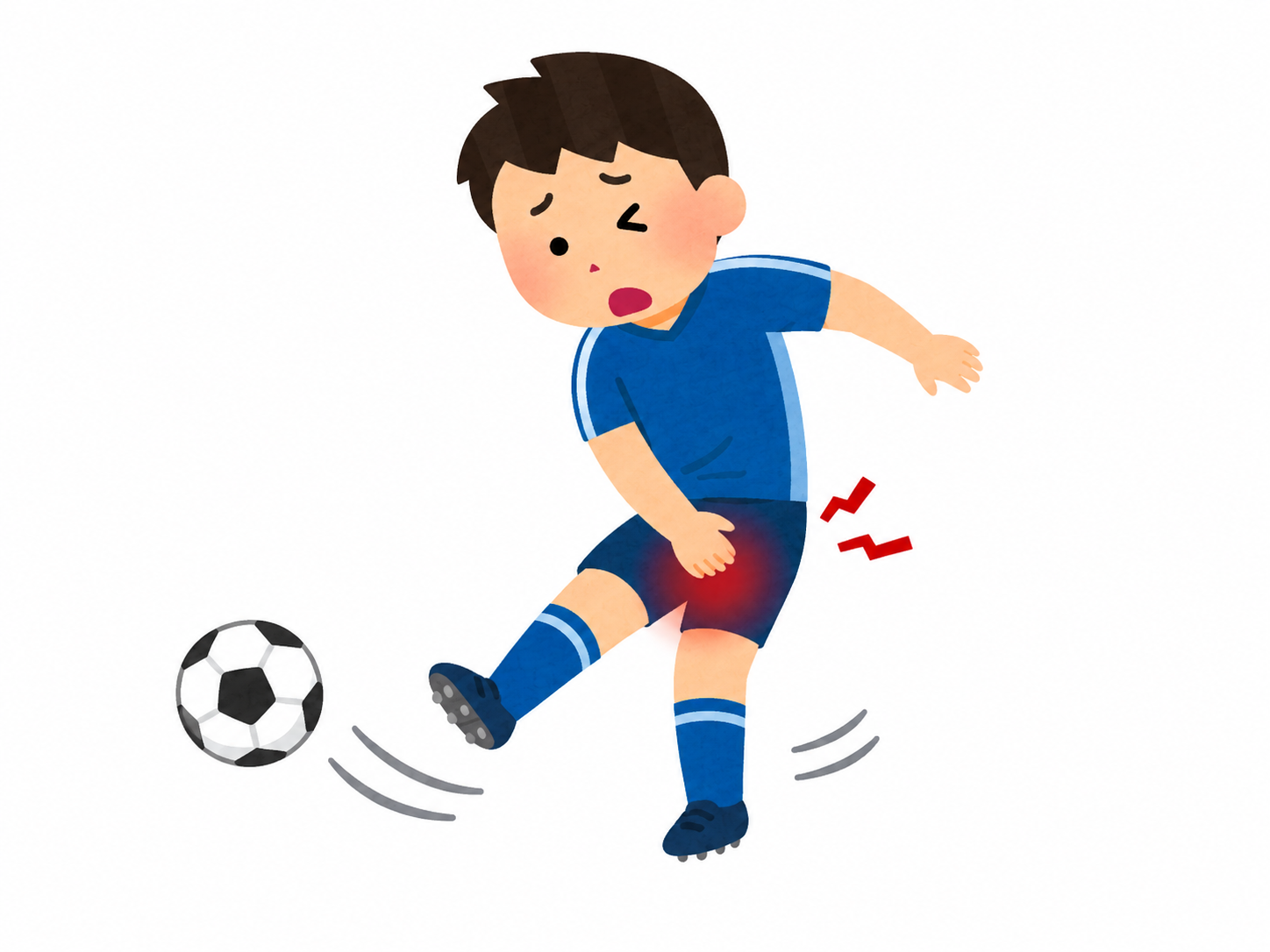 痛がる少年サッカー選手とボール