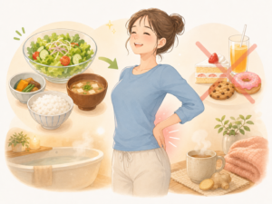 血糖コントロールを整えて腰痛改善につなげるイラスト
