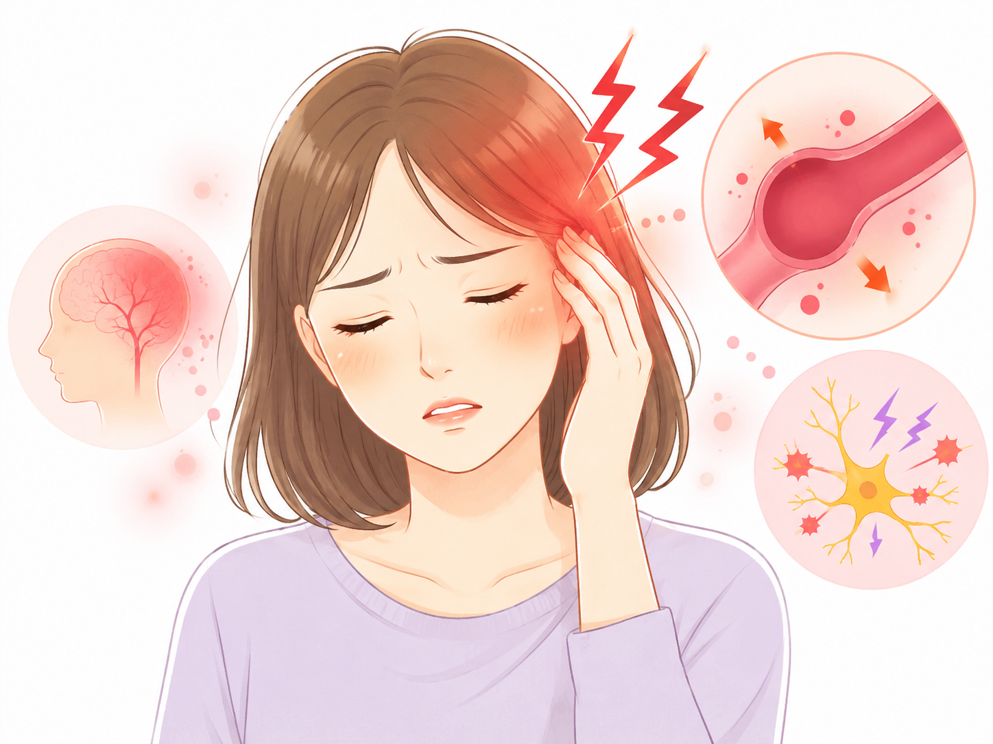 片頭痛の仕組みを伝えるイラスト